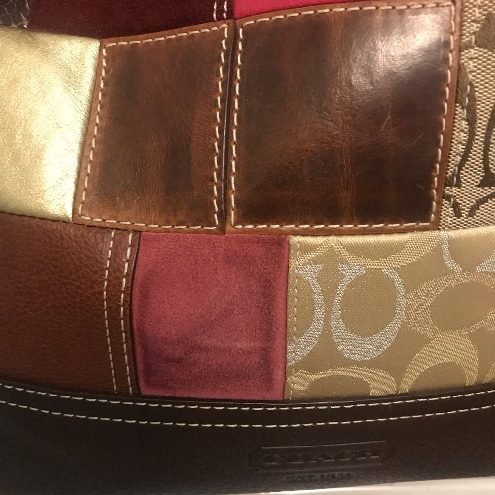 Coach Brown Leather and Suede Patchwork Design H0693-10434 plus Wristlet Tote - Picture 10 of 12